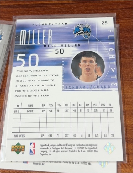 2001-02 Upper Deck Flight Team #25 Mike Miller — front