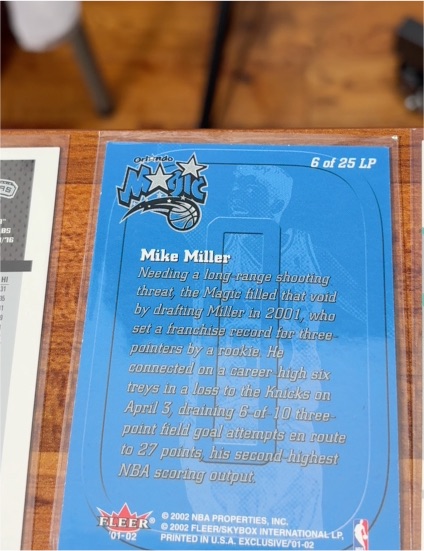 2001 Fleer Authentix #6 Mike Miller — front