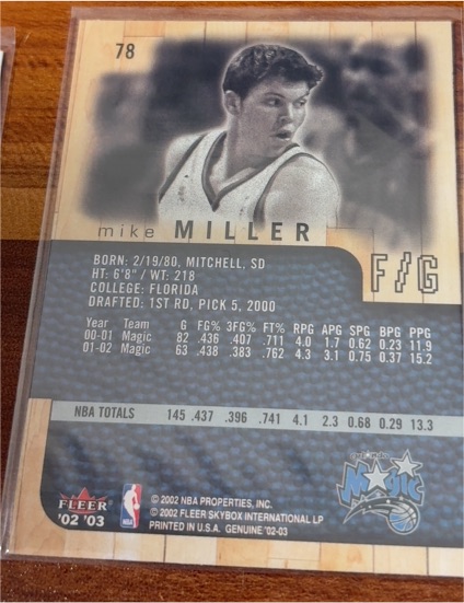 2002-03 Fleer Genuine #78 Mike Miller — front