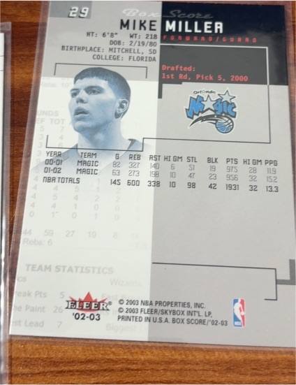 2002 Fleer #29 Mike Miller — front