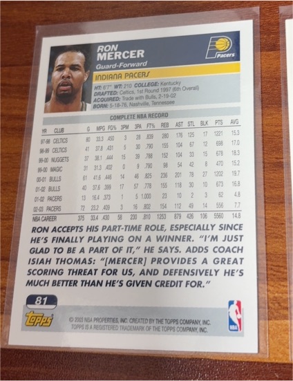 2002-03 Topps #81 Ron Mercer — front