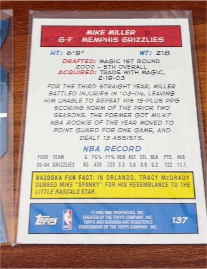 2005 Topps #137 Mike Miller — front