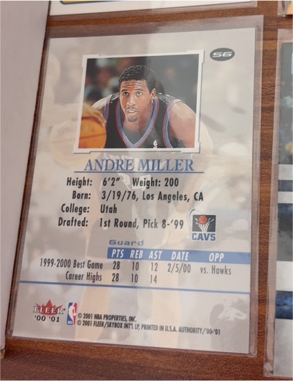 2000-01 Fleer Authority #56 Andre Miller — front
