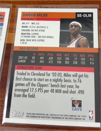 2002-03 Topps #150 Darius Miles — front