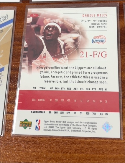 2001-02 Upper Deck Ovation #34 Darius Miles — front