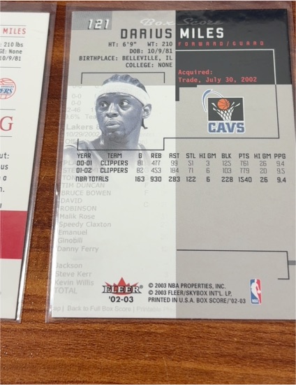 2002-03 Fleer Box Score #121 Darius Miles — front