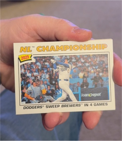 2025 Topps Heritage #277 NL Championship Dodgers Sweep Brewers — front