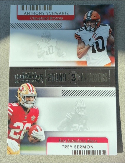 2021 Panini Contenders Round Numbers #RN-ASC Anthony Schwartz / Trey Sermon — front