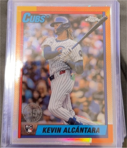 2025 Topps Chrome #90CB-14 Kevin Alcántara 35th Anniversary Rookie Chicago Cubs — front