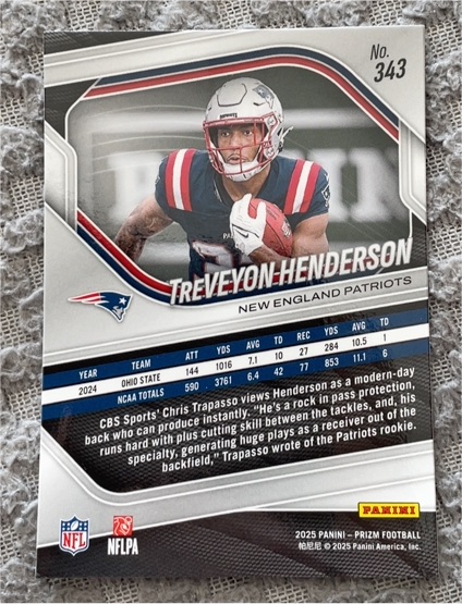 2025 Panini Prizm #343 Treveyon Henderson — front