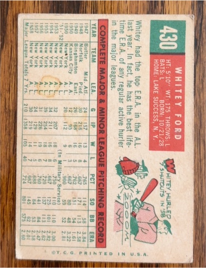1957 Topps #430 Whitey Ford — front