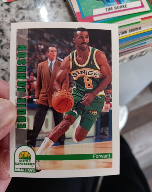 1991 NBA Hoops #199 Eddie Johnson Seattle Supersonics — front