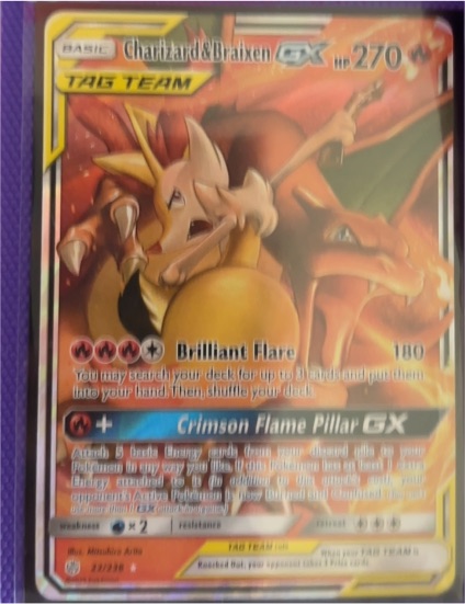2019 Pokemon Cosmic Eclipse #22 Charizard & Braixen GX — front