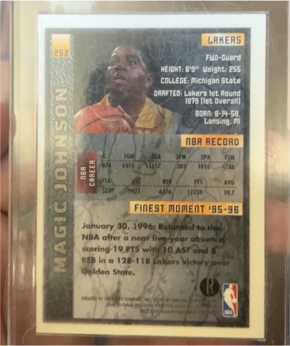 1995-96 Topps Finest #252 Magic Johnson — front