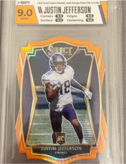 2020 Panini Select Premier Level Orange Prizm Die-Cut #161 Justin Jefferson — front