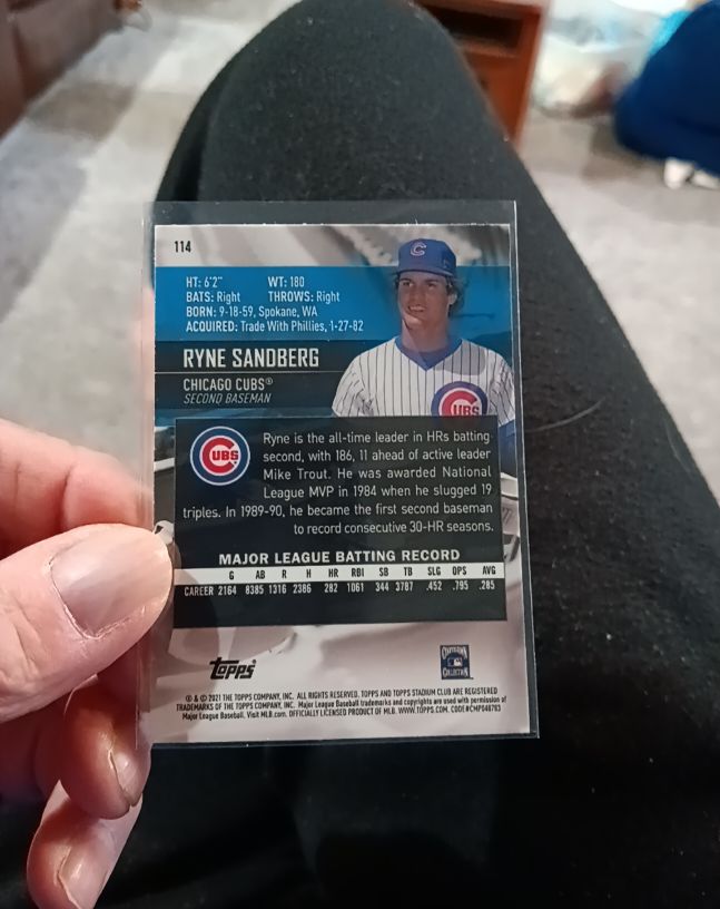 2021 Topps Stadium Club #114 Ryne Sandberg — front