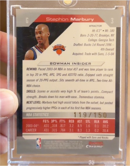 2003-04 Bowman Chrome #119 Stephon Marbury — front