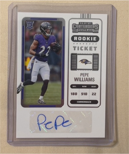 2022 Panini Contenders #266 Pepe Williams Rookie Ticket Auto — front