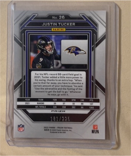 2022 Panini Prizm #26 Justin Tucker — front