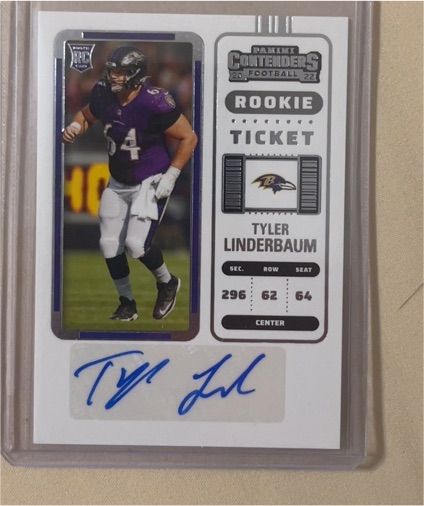 2022 Panini Contenders #296 Tyler Linderbaum Rookie Ticket — front