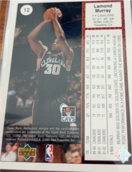 2002-03 Upper Deck Authentics #12 Lamond Murray — front