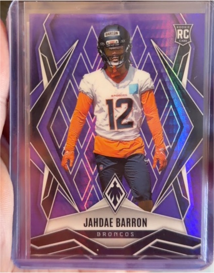 2025 Panini Phoenix #239 Jahdae Barron Purple Winter Prizm RC — front