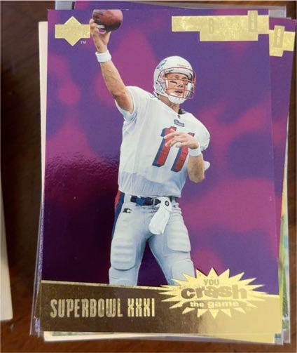 1997 Upper Deck You Crash the Game Super Bowl XXXI #SB5 Drew Bledsoe — front