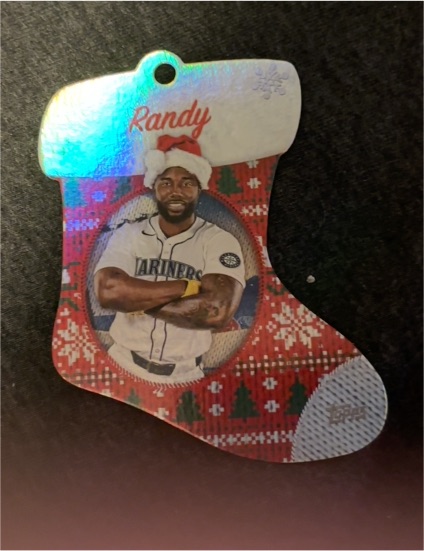 2024 Topps Holiday #SDC-17 Randy Arozarena Stocking Die-Cut Ornament — front