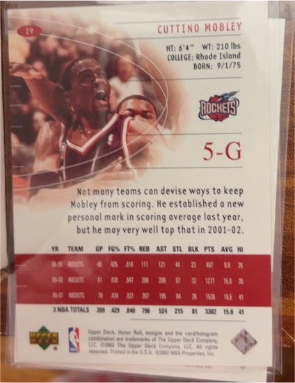 2001-02 Upper Deck #29 Cuttino Mobley — front