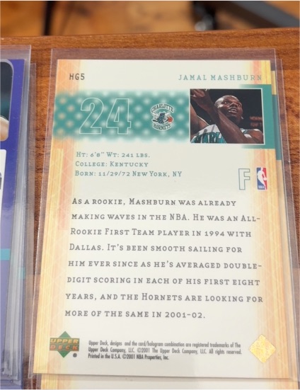 2001 Upper Deck #HG5 Jamal Mashburn — front