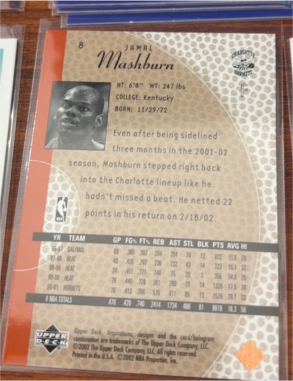 2001 Upper Deck #8 Jamal Mashburn — front