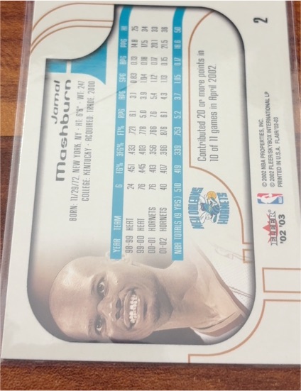 2002-03 Fleer #2 Jamal Mashburn — front