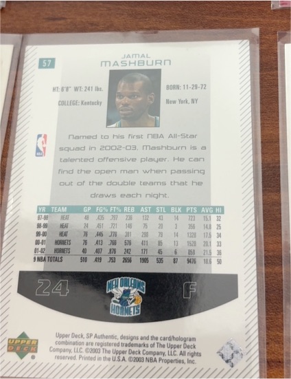 2003 Upper Deck #24 Jamal Mashburn — front