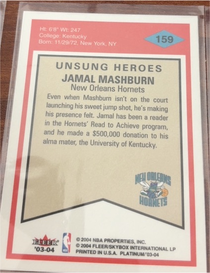 2003-04 Fleer Platinum #159 Jamal Mashburn Unsung Heroes — front