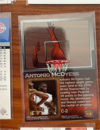1995 Pacific Prism Draft Picks Centers of Attention Antonio McDyess #C-2 Rookie — front