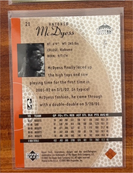 2000 Upper Deck Ovation #13 Antonio McDyess — front