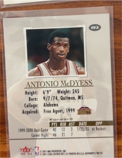 2000-01 Fleer Authority #91 Antonio McDyess — front