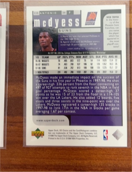 1998-99 Upper Deck Choice #115 Antonio McDyess — front