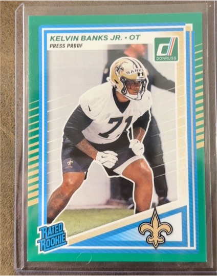 2025 Panini Donruss #372 Kelvin Banks Jr. Press Proof Green Rated Rookie — front