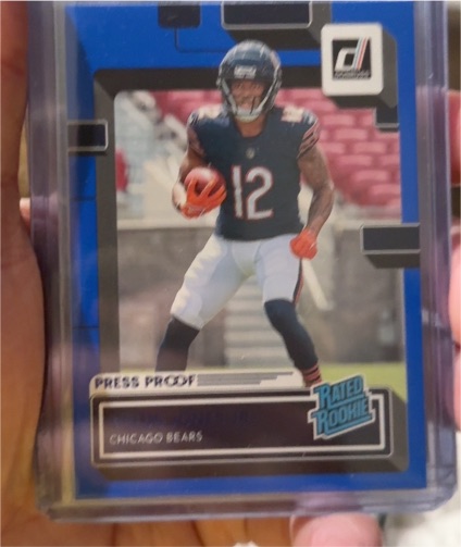 2022 Donruss Rated Rookie Press Proof Blue #330 Velus Jones Jr. — front