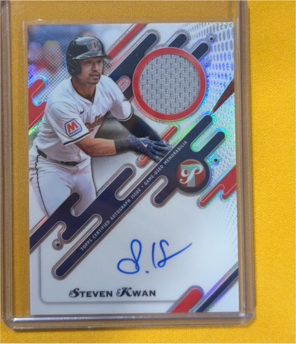2025 Topps Pristine Pieces Autograph Relic #PPAR-SK Steven Kwan — front