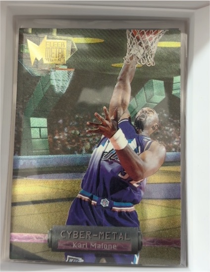 1996-97 Fleer Metal #8 Karl Malone Cyber-Metal — front