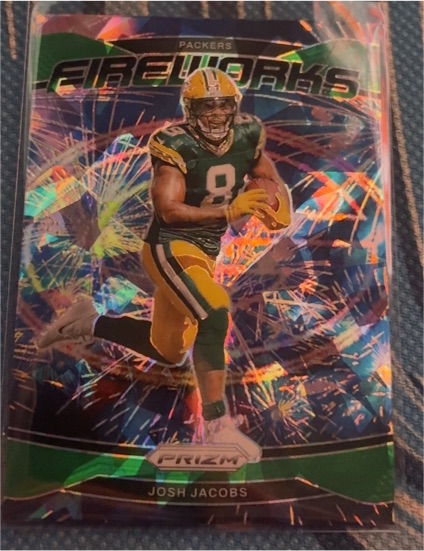 2024 Panini Prizm #5 Josh Jacobs Fireworks Green — front