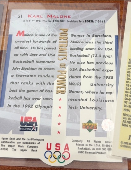 1996 Upper Deck USA #51 Karl Malone Portraits of Power — front