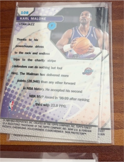 1999 Topps Finest #108 Karl Malone — front