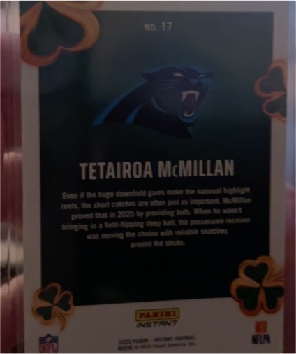 2025 Panini Instant NFL Draft Tetairoa McMillan # /25 Panthers Rookie Card — front