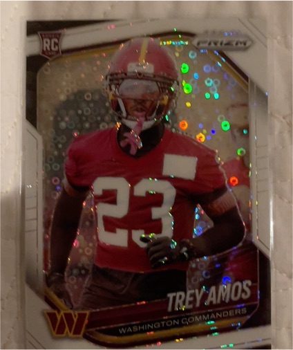 2025 Panini Prizm #400 Trey Amos White Disco Prizm Rookie Card — front