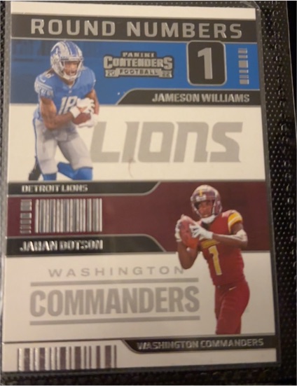 2022 Panini Contenders Round Numbers #RN-WD Jameson Williams / Jahan Dotson — front