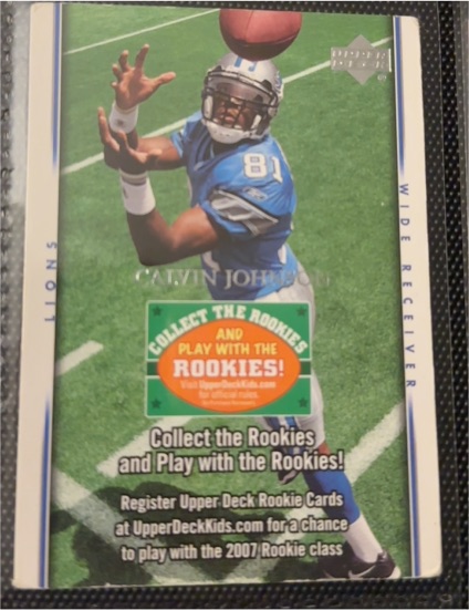 2007 Upper Deck #NNO Calvin Johnson Collect the Rookies Sweepstakes Promos — front