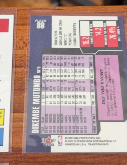 1989 Fleer #89 Dikembe Mutombo — front